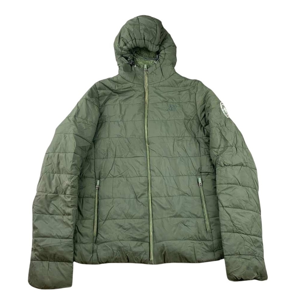 Aeropostale Women‎ Puffer Jacket Hooded Sherpa Lined Olive Green Size Small